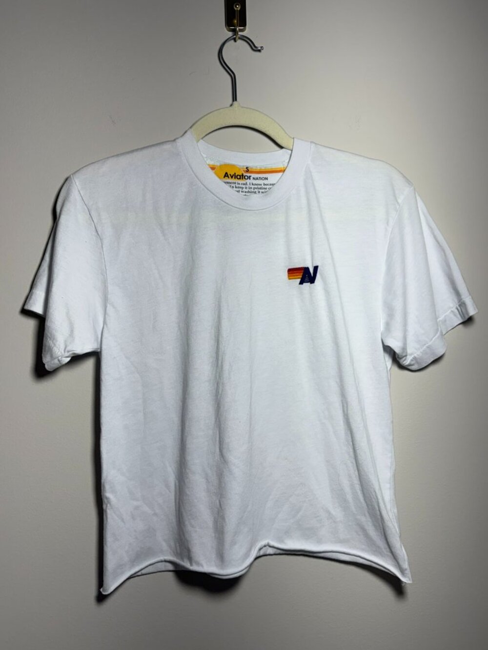 Aviator Nation Rainbow Logo Basic Boyfriend Tee – White – Small